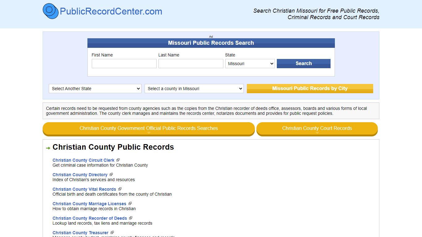 Christian County Missouri Free Public Records - Court ...